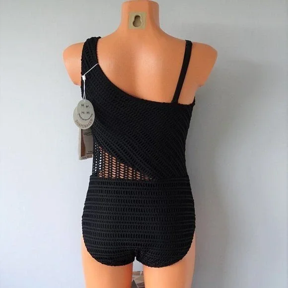 Coco Reef Contours One-Shoulder Shaping Swimsuit Cutout‎ Black Size 10/34C - Picture 3 of 8